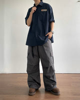 Temple linen short-sleeved shirt