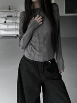 minimal pleated long sleeve T (3color)