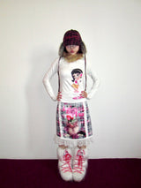 OurHappy Original cute girl print white top