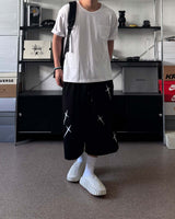 AO cross embroidery Bermuda sweatpants