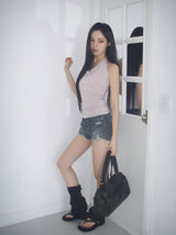 Turin Washing Damage Denim Shorts