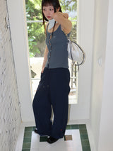 SEERSUCKER BUTTON PANTS (NAVY)