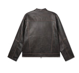 Bleed Washing Leather Biker Jacket