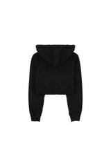 クロップロゴフードジップアップ (BLACK)
