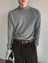 Linked Shoulder Zipper Ribbed Half-Neck Knit