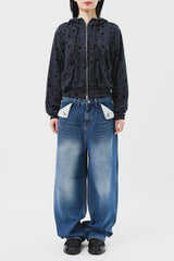 (W) Dual Dot Hooded Zip Up (2color)