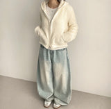 Liat Pocket Point Fluffy Fleece Hooded Zip-Up