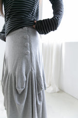 button curved flare midi skirt(3colors)