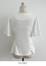 モアング カット パフ フレア Tシャツ