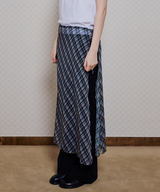 CHECK LAYERED WRAP LONG SKIRT