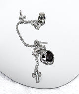 Black Heart Lock Earrings&Ear Cuffs 1PC