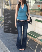Blue washing boots cut pants