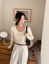 Formal Rib Viscose U-neck Knit (5color)