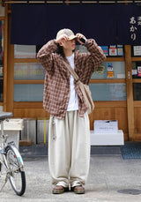 [SEMADE] City Check Overfit Hoody Shirts