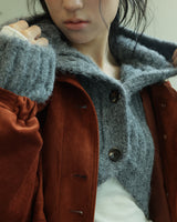 CROPPED HOODIE CARDIGAN - CHARCOAL