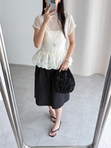 flowery wrinkle blouse (2color)