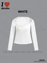 Square Neck Strap Line Long Sleeve Tee
