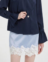 [PRE- FALL] Lumi Lace Satin A-Line Skirt Soft Blue
