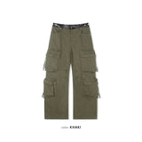 Signature leather cargo pants(Khaki)