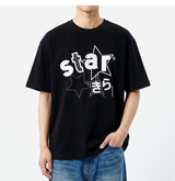 オーバーフィット クルーネック キラ スター ショートスリーブ Tシャツ ブラック
