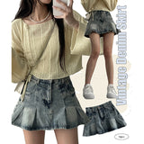 Bobby Vintage Pleated Denim Skirt