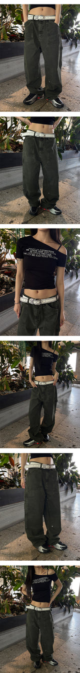 [Unisex] エイジングカーペンダー ワイドパンツ(3color)