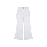 Herringbone Damage Cutting Skirt Pants (WHITE)