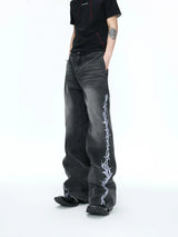 Embroidered Studded Jeans