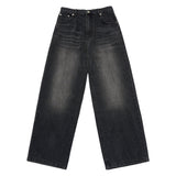 24FW CAT BRUSH WASHING SEMI WIDE WOMAN DENIM PANTS BLACK 