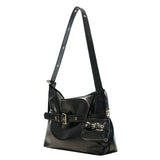 [SET] Medium Buckle Hobo Shoulder Cross Bag _ Black