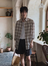 シュアリネンチェックシャツ