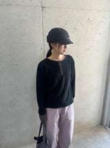 Hom ヘアリーボタン カラーマッチングニットTシャツ