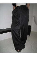 Embo bead wide banding casual pants