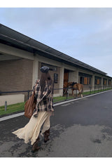マルチチェックパターンルーズワイド長袖シャツ