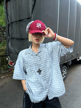 BiBi WASHING CHECKERED HALF-SHIRT