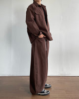 Brown Curved Denim Pants