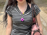 gleaming twin little star dot necklace [purple yellow]
