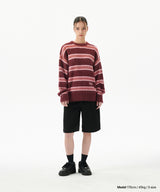 HAIRY STRIPE KNIT SWEATER