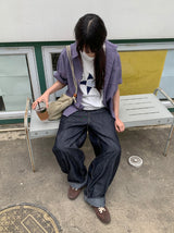 [unisex] ナユヒパープル半袖チェックシャツ