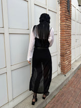 グレインスリットロングチームレイヤードノースリーブニットワンピース (3 colors)