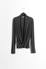 wrap drape neck top(3colors)