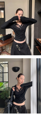 Pure Fake See-Through Two-Piece Long Sleeve T-Shirt