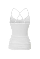 Jewel cross back tank top - white  