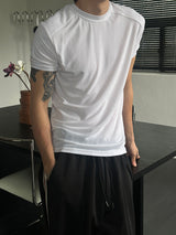 Ice tencel shoulder line half t-shirts(4color)