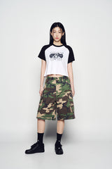 25SS スペースラビットラグランクロップ半袖Tシャツ ブラック