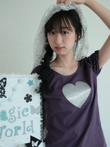 Heart glitter T-shirt - Purple