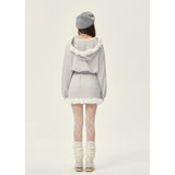 [GirlyFancyClub] Autumn/Winter Outfit 3D Flower Grey Casual Skirt