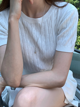 Slow Cable Round Short Sleeve Knit / 10 colors