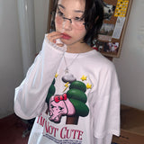 プリントレイヤードフリル長袖Tシャツ  [2 color]