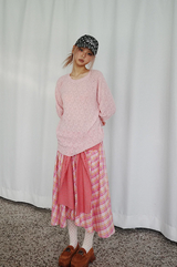 Check Tie Skirt (pink)